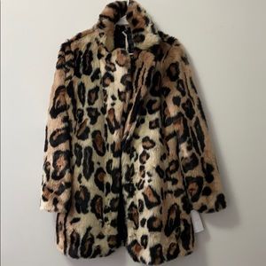 NWT Animal Print Faux Fur Coat